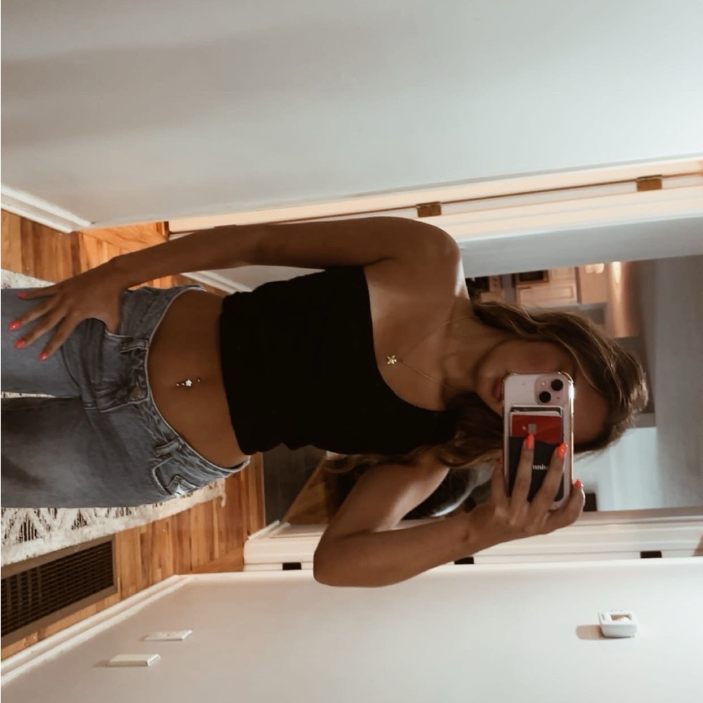 Black One Shoulder Crop Top